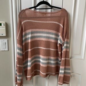 Listicle neutral striped lightweight sweater, size large